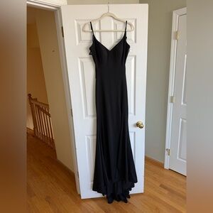 La Femme Elegant Black Maxi Dress